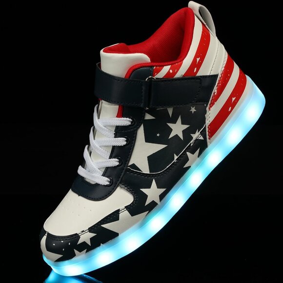⚡Unisex Star High Top USB Charging Light Up Shoes Sports LED Dancing Sneakers - Picture 7 of 7